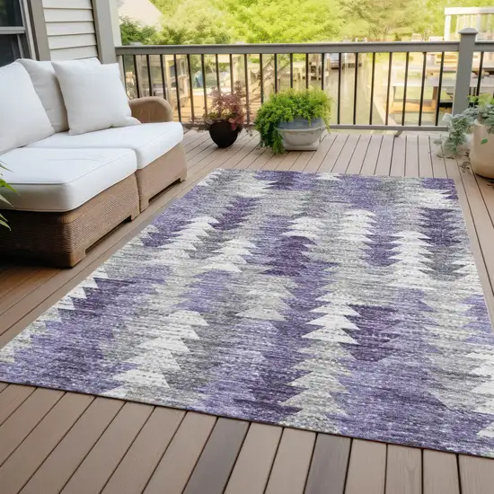 Purple Lavender And Gray Geometric Washable Indoor Outdoor Area Rug Photo 7