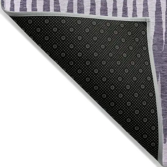 Purple Lavender And Gray Striped Washable Indoor Outdoor Area Rug Photo 4