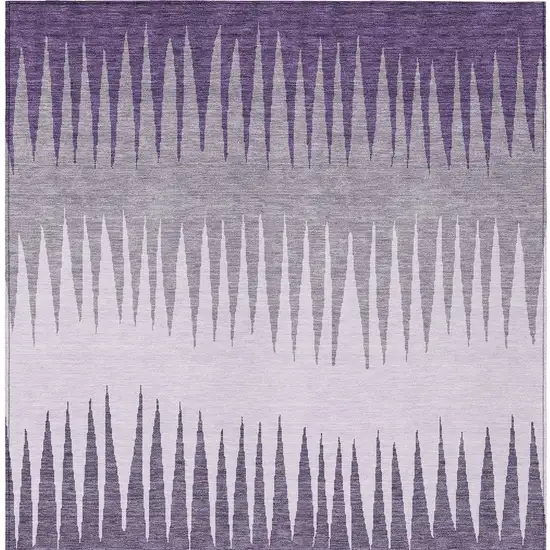 Purple Lavender And Gray Striped Washable Indoor Outdoor Area Rug Photo 7