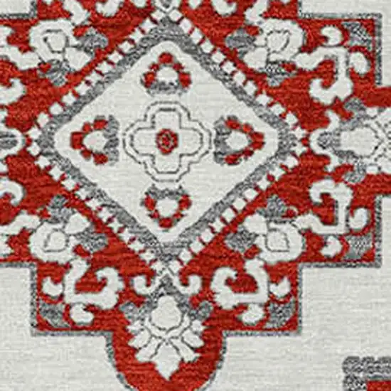 Red And Beige Medallion Washable Indoor Outdoor Area Rug Photo 5