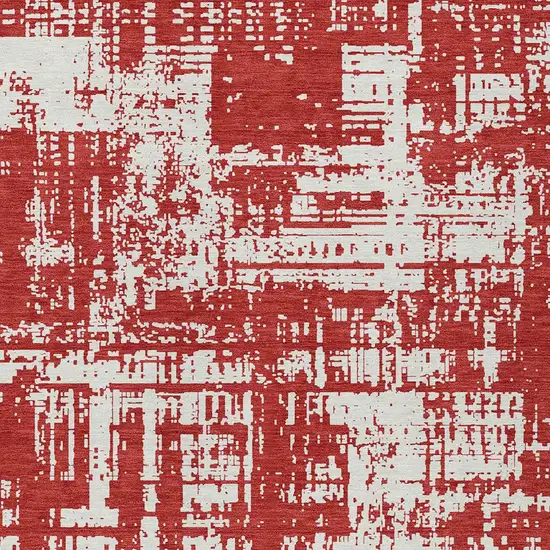 Red And Ivory Abstract Washable Indoor Outdoor Area Rug Photo 6