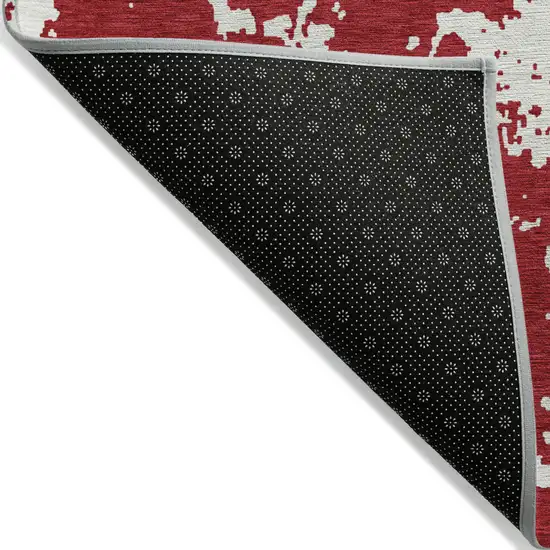 Red And Ivory Abstract Washable Indoor Outdoor Area Rug Photo 4