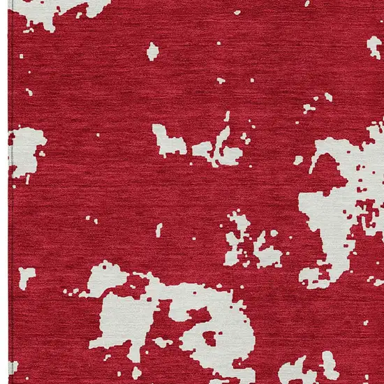 Red And Ivory Abstract Washable Indoor Outdoor Area Rug Photo 6