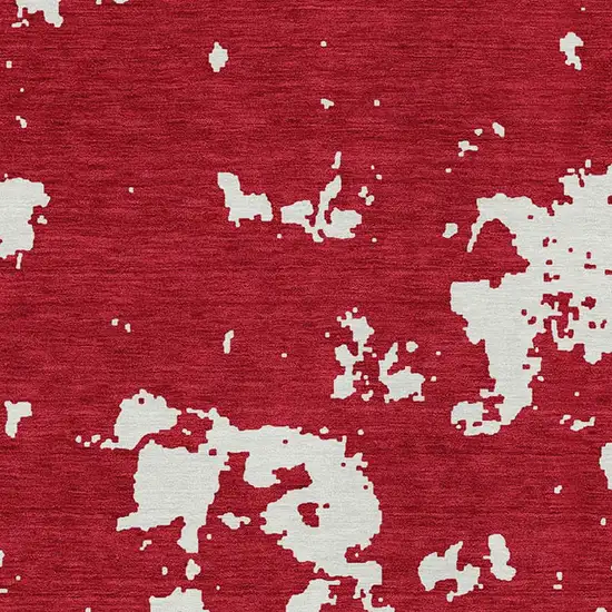 Red And Ivory Abstract Washable Indoor Outdoor Area Rug Photo 6