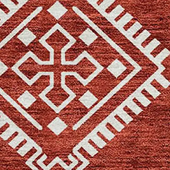 Red And Ivory Southwestern Washable Indoor Outdoor Area Rug Photo 5