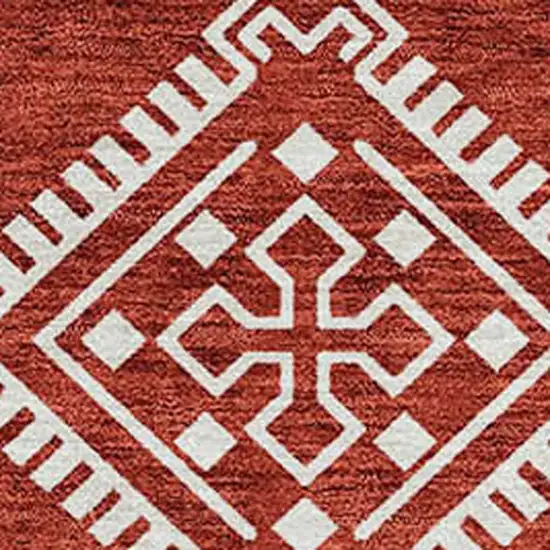 Red And Ivory Southwestern Washable Indoor Outdoor Area Rug Photo 5