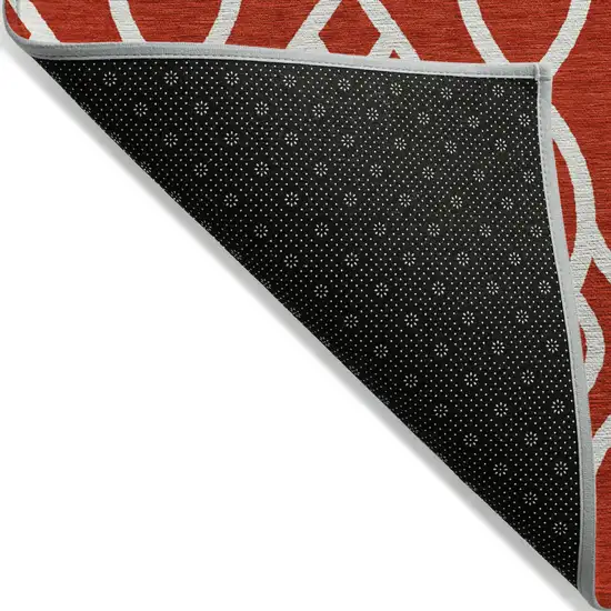 Red And Ivory Trellis Washable Indoor Outdoor Area Rug Photo 4