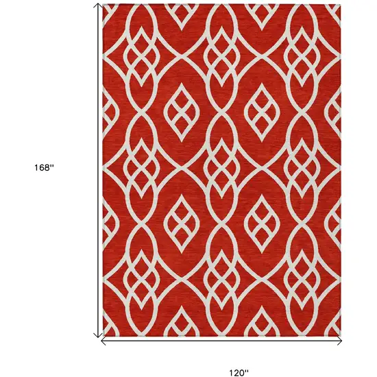 Red And Ivory Trellis Washable Indoor Outdoor Area Rug Photo 3