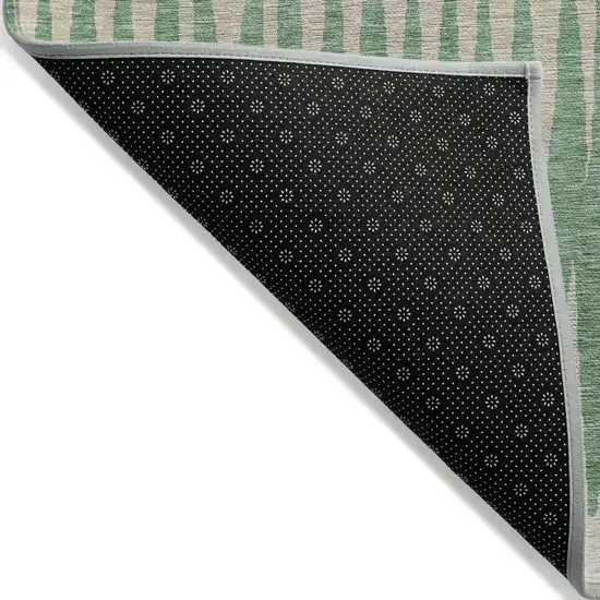 Sage And Gray Striped Washable Indoor Outdoor Area Rug Photo 4