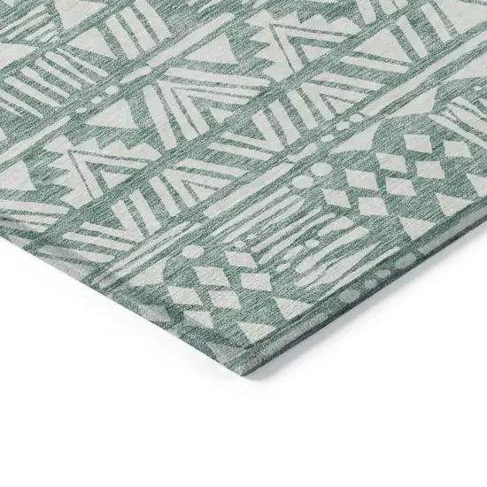 Sage And Ivory Southwestern Washable Indoor Outdoor Area Rug Photo 5