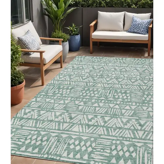Sage And Ivory Southwestern Washable Indoor Outdoor Area Rug Photo 1
