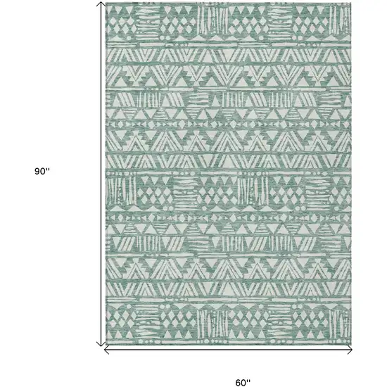 Sage And Ivory Southwestern Washable Indoor Outdoor Area Rug Photo 3