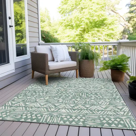 Sage And Ivory Southwestern Washable Indoor Outdoor Area Rug Photo 9