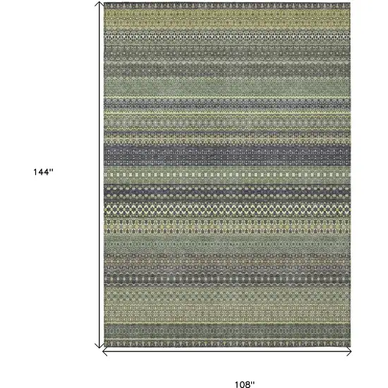 Sage Striped Washable Non Skid Indoor Outdoor Area Rug Photo 3