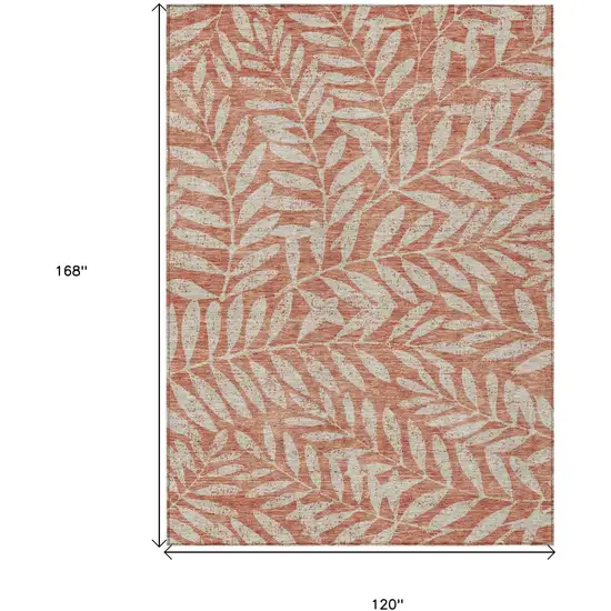 Salmon And Gray Floral Washable Indoor Outdoor Area Rug Photo 3