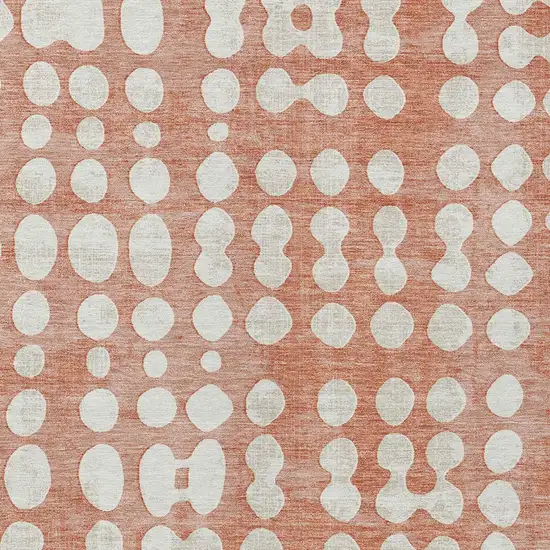 Salmon And Ivory Abstract Washable Indoor Outdoor Area Rug Photo 7