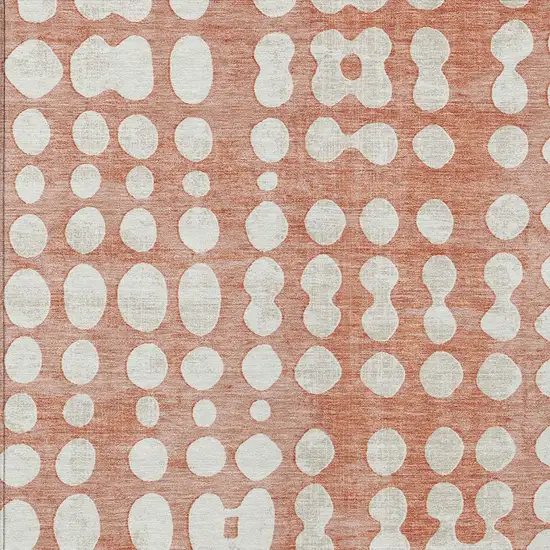 Salmon And Ivory Abstract Washable Indoor Outdoor Area Rug Photo 7