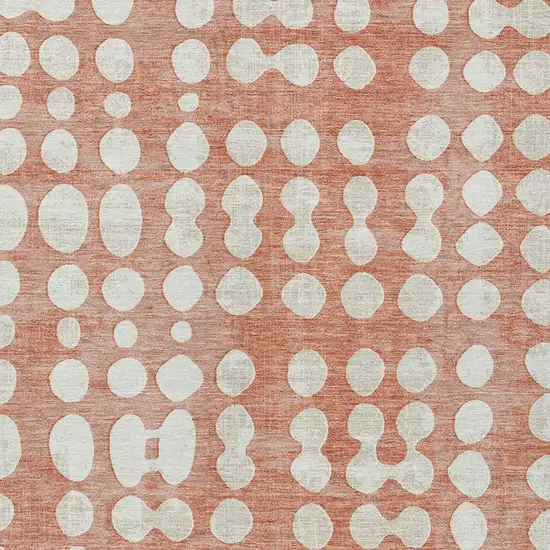 Salmon And Ivory Abstract Washable Indoor Outdoor Area Rug Photo 7