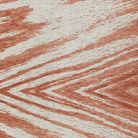 Salmon And Ivory Abstract Washable Indoor Outdoor Area Rug Photo 6