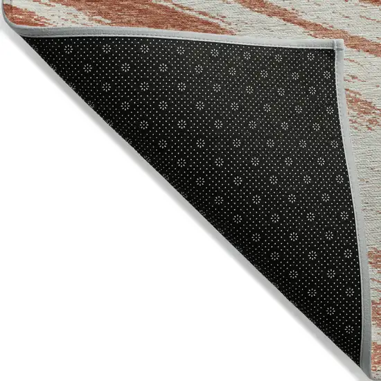 Salmon And Ivory Abstract Washable Indoor Outdoor Area Rug Photo 4