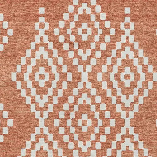 Salmon And Ivory Geometric Washable Indoor Outdoor Area Rug Photo 7