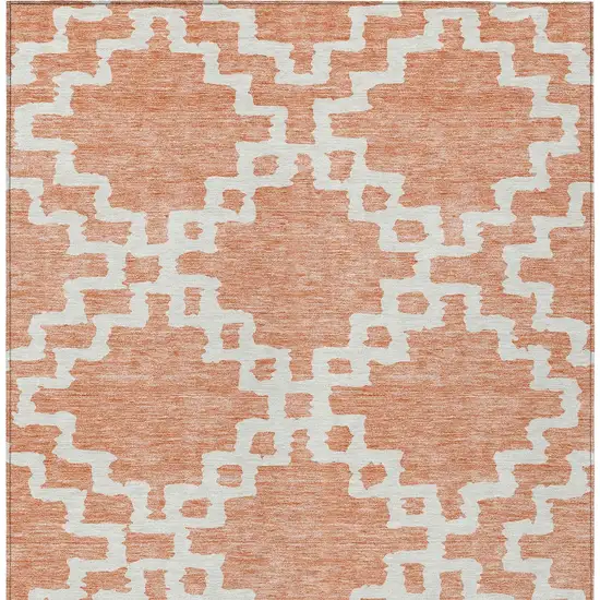 Salmon And Ivory Geometric Washable Indoor Outdoor Area Rug Photo 6