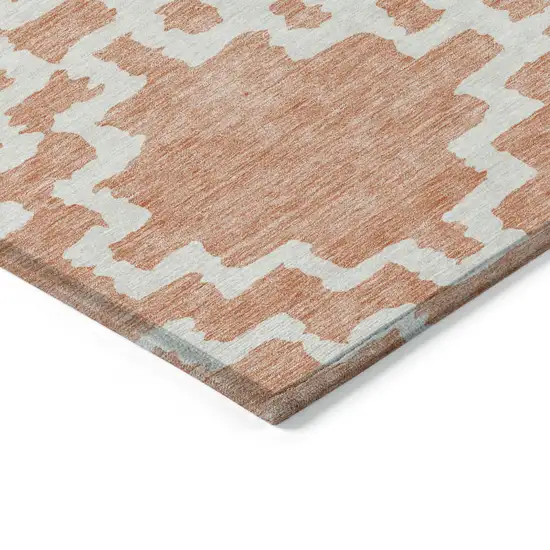 Salmon And Ivory Geometric Washable Indoor Outdoor Area Rug Photo 4