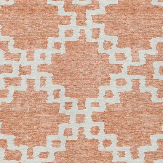 Salmon And Ivory Geometric Washable Indoor Outdoor Area Rug Photo 5