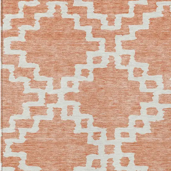 Salmon And Ivory Geometric Washable Indoor Outdoor Area Rug Photo 5