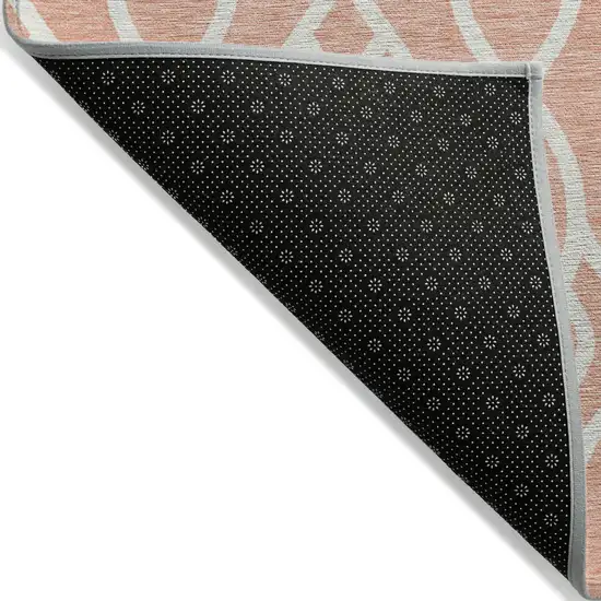 Salmon And Ivory Trellis Washable Indoor Outdoor Area Rug Photo 4
