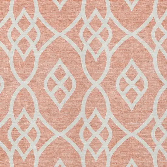 Salmon And Ivory Trellis Washable Indoor Outdoor Area Rug Photo 6