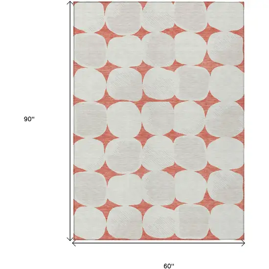 Salmon Beige And Ivory Abstract Washable Indoor Outdoor Area Rug Photo 3