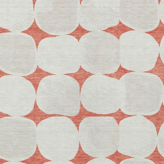 Salmon Beige And Ivory Abstract Washable Indoor Outdoor Area Rug Photo 6
