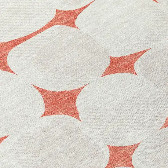 Salmon Beige And Ivory Abstract Washable Indoor Outdoor Area Rug Photo 6