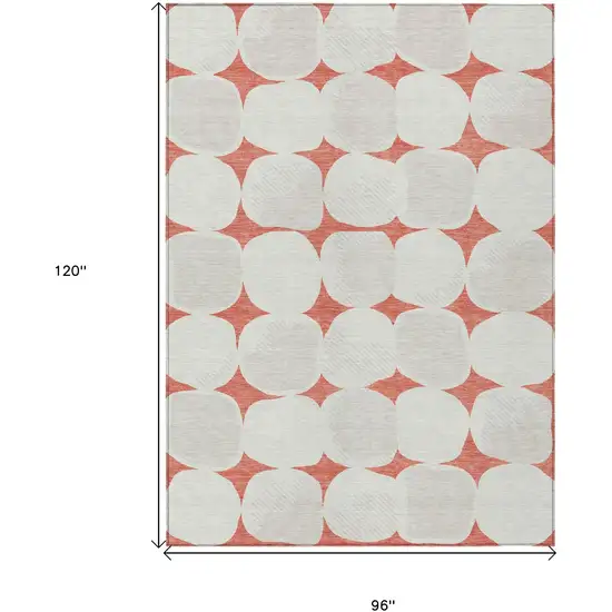 Salmon Beige And Ivory Abstract Washable Indoor Outdoor Area Rug Photo 3