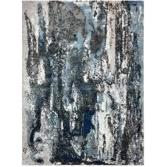Shades of Blue and Gray Abstract Marble Area Rug Photo 6