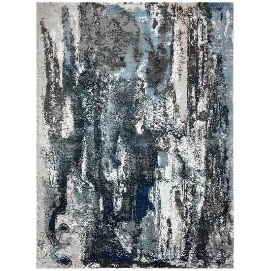 Shades of Blue and Gray Abstract Marble Area Rug Photo 4