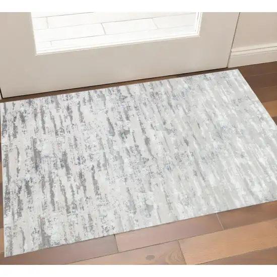 Black and Off White Abstract Washable Non Skid Area Rug Photo 1