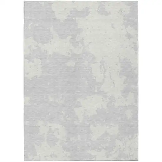 Silver And Gray Abstract Washable Indoor Outdoor Area Rug Photo 2