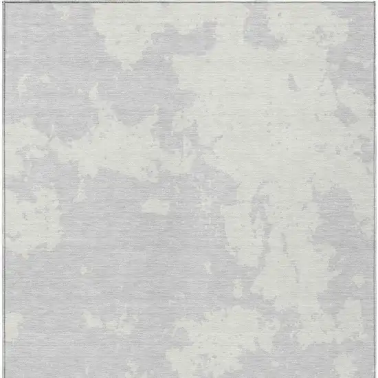 Silver And Gray Abstract Washable Indoor Outdoor Area Rug Photo 7