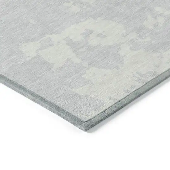 Silver And Gray Abstract Washable Indoor Outdoor Area Rug Photo 5