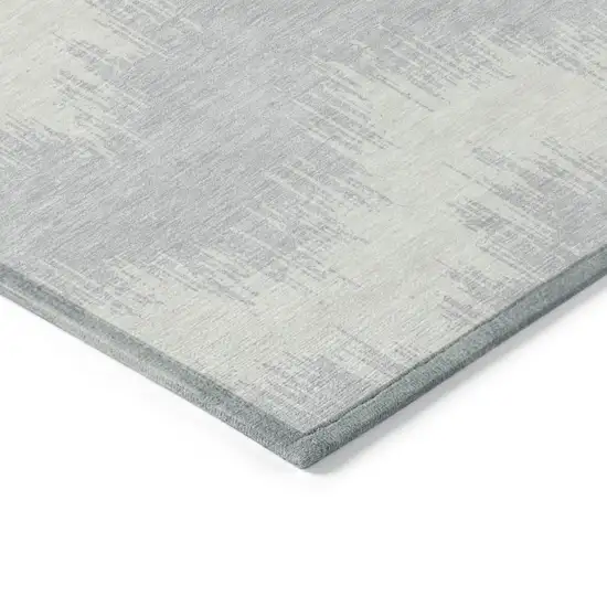 Silver And Gray Chevron Washable Indoor Outdoor Area Rug Photo 5