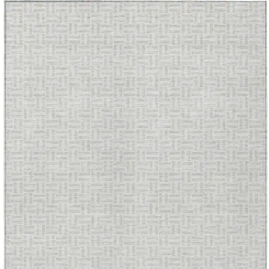 Silver And Gray Geometric Washable Indoor Outdoor Area Rug Photo 7