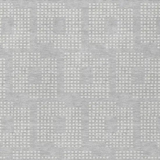 Silver And Ivory Geometric Washable Indoor Outdoor Area Rug Photo 6