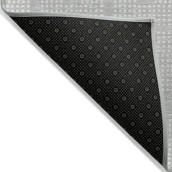 Silver And Ivory Geometric Washable Indoor Outdoor Area Rug Photo 4