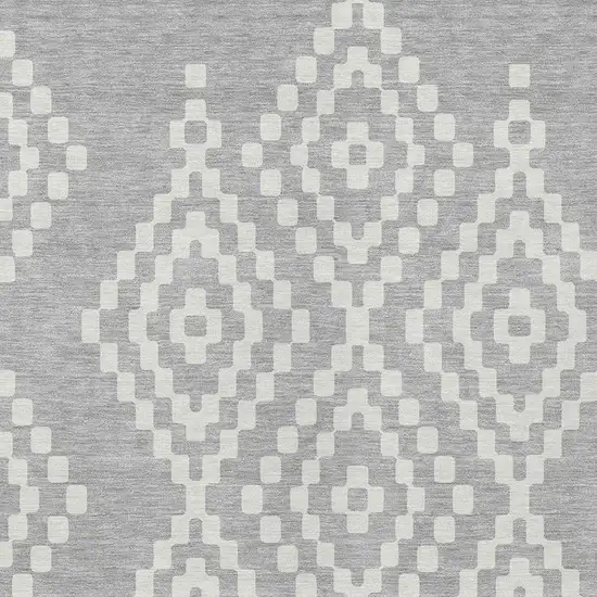 Silver And Ivory Geometric Washable Indoor Outdoor Area Rug Photo 6