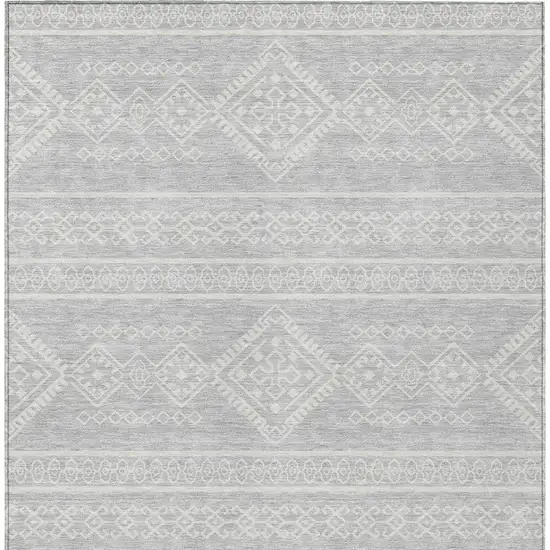 Silver And Ivory Southwestern Washable Indoor Outdoor Area Rug Photo 7