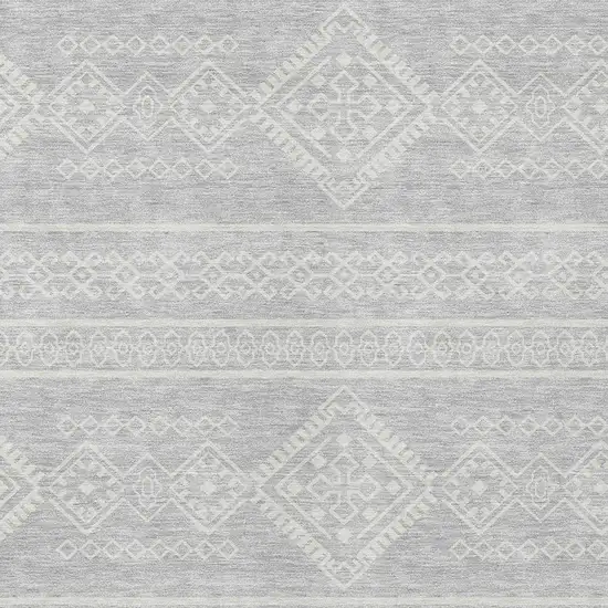 Silver And Ivory Southwestern Washable Indoor Outdoor Area Rug Photo 6