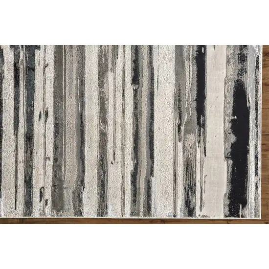 Silver Gray And Black Abstract Stain Resistant Area Rug Photo 9