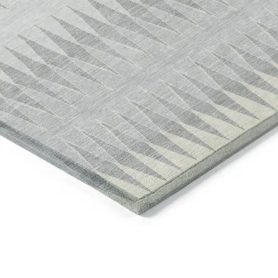Silver Gray And Ivory Striped Washable Indoor Outdoor Area Rug Photo 5